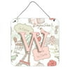 Caroline's Treasures CJ2002-WDS66 Letter W Love in Paris Pink Wall or Door Hanging Prints, 6HX6W, multicolor