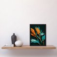 thumbnail image 2 of Striking Modern Bright Teal and Orange Detailed Dried Leaves on Black Artwork Framed Wall Art Print A4, 2 of 4