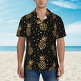 thumbnail image 2 of Gaeub Gold Glitter Pineapples Print Men's Hawaiian Shirt,Button Down Short Sleeves Shirts,Tropical Beach Casual Button Down Shirts,3X-Large, 2 of 7