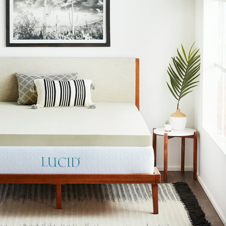 lucid 4u0022 premium ventilated memory foam mattress topper, multiple sizes