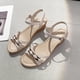 thumbnail image 4 of Amzcrzy Zapatos de mujer,Zapatos de mujer,Zapatillas de mujer, Sandalias de cuña de moda de verano para mujer, sandalias con hebilla de metal de color sólido y suela gruesa Sandalias Mujer Zapatillas, 4 of 4