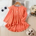 thumbnail image 4 of GYRATEDREAM Infant Toddler Girls Clothes 2Pcs Suit Baby Ruffler Long Sleeve Cotton Dress Top + Graphic Print Flare Leg Bell Bottom Pants Outfit for 9 Months-5 Years, 4 of 8