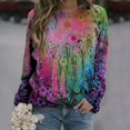 thumbnail image 2 of Sudadera de manga larga con estampado de cuello redondo para mujer Blusa informal Tops Pompotops  gfhjh3293, 2 of 4