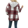 thumbnail image 4 of hirigin Female Coat, Plaid Long Sleeve Hooded Zipper Jacket with Buttons and Pockets Outerwear for Autumn, S/M/L/XL/XXL, 4 of 5