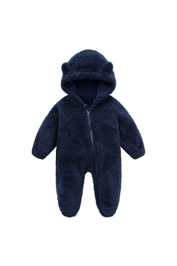 Newborn Baby Snowsuit Fleece Footie Onesie Outfits Warm Hooded Romper Outwear Clothes for Infant Boy Girl 0-12M