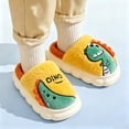 thumbnail image 5 of SAWOBUUN Kids Dinosaur House Slippers for Boys Girls Cute Cartoon Plush Fuzzy Warm Cozy Closed Toe Non-Slip Thick Sole Indoor Bedroom Shoes Toddler Little Kid, 5 of 6