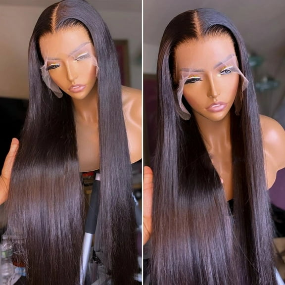 Straight Lace Front Wigs Human Hair Wigs Pre Plucked 13x4 Transparent HD Lace Frontal Wigs For Women Brazilian Virgin Human Hair Natural Black 16 Inches