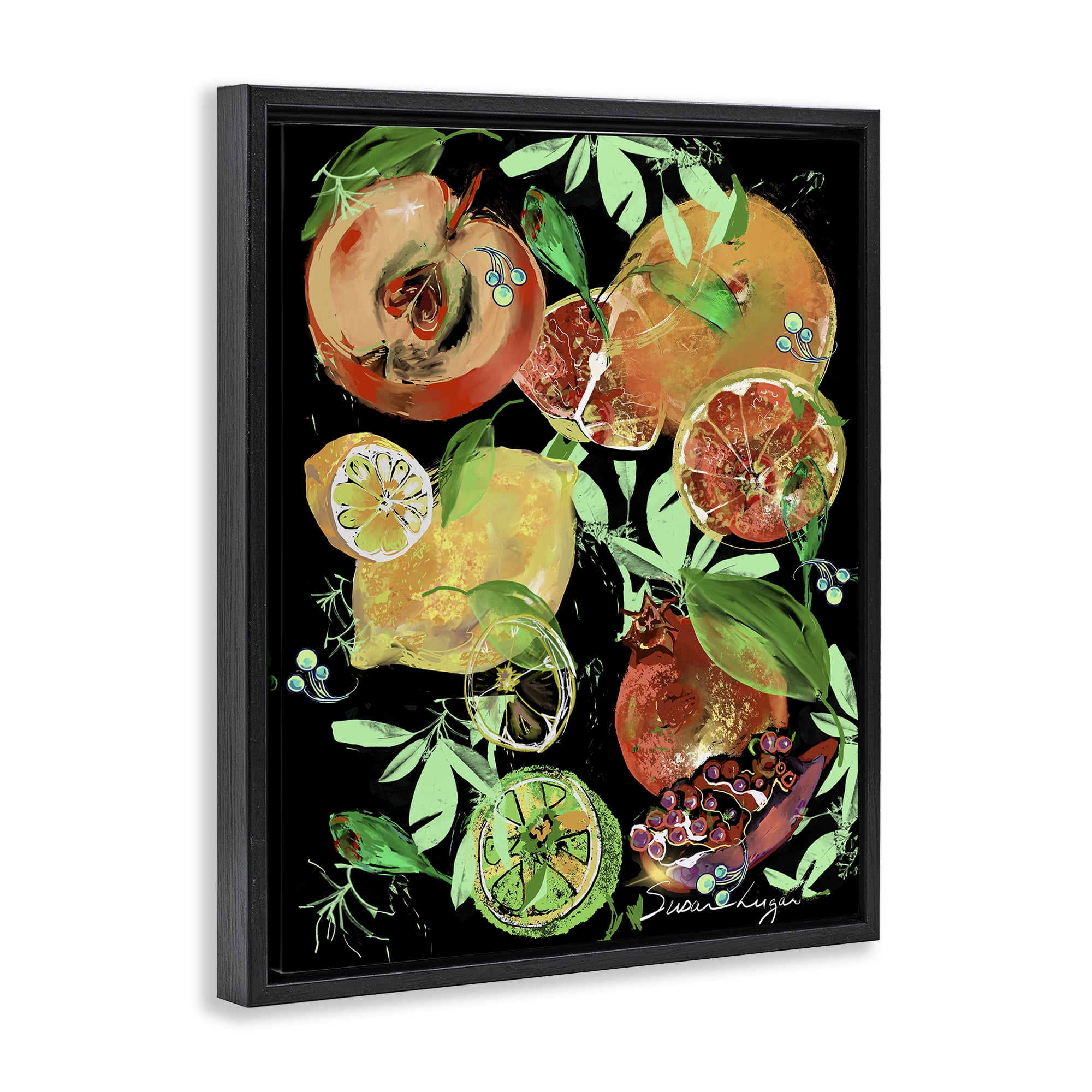 Stupell Industries Fruit Medley Combo Black Framed Floater Canvas Wall Art, design by Susan Lugar