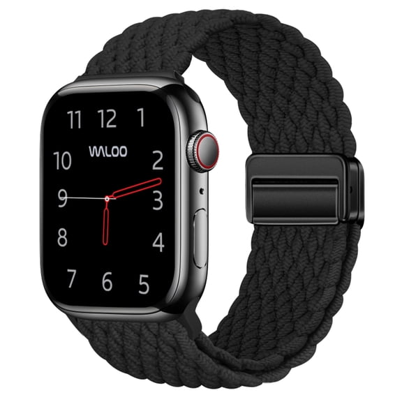 Waloo Magnetic Braided Nylon Loop Fabric Band for Apple Watch 40/41/42mm - Black