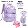 Forestfish Purple Star Print Kids School Backpacks Set for Teen Girls