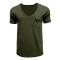 thumbnail image 5 of Cxenplz Tight Figure Men Slim-Fit T Shirt Solid Color Casual Fashion Scoop Neck Low-Neck Chest Pockets Short Sleeve T-shirt Lightweight Tops, 5 of 5