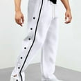 jjayotai Men's Tear Away Basketball Pants, High Split Snap Button Post
