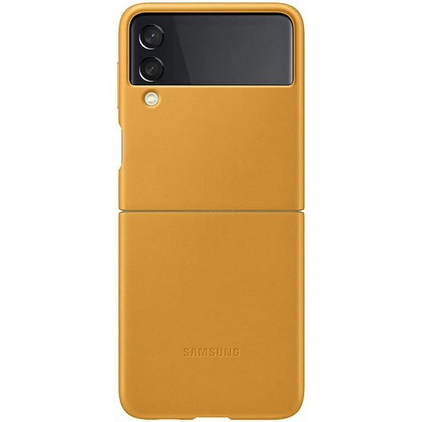 Funda de piel para Samsung Galaxy Z Flip 3, color mostaza