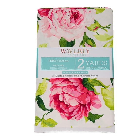 Waverly Inspirations 100% Cotton 45" x 2 Yards Precut Large Floral Pink Print Sewing & Crafting Fabric, 1 Each