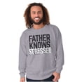 thumbnail image 3 of Funny Father Knows Stressed Pun Men's Big & Tall Crewneck Sweatshirt Brisco Brands 2X, 3 of 5