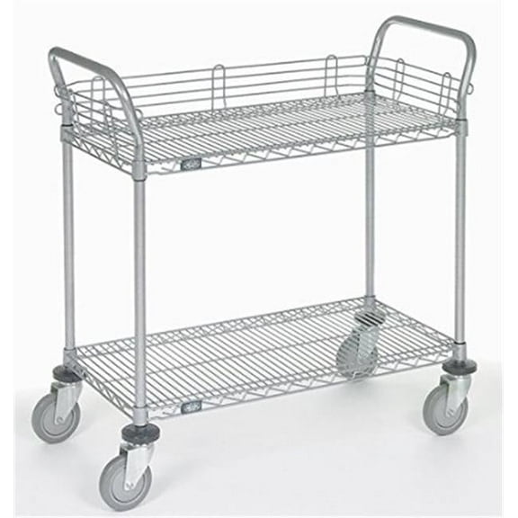 Nexel Industries 2460P2C 2 Shelf Utility Cart Polyurethane Casters- Chrome - 24 x 60 in.