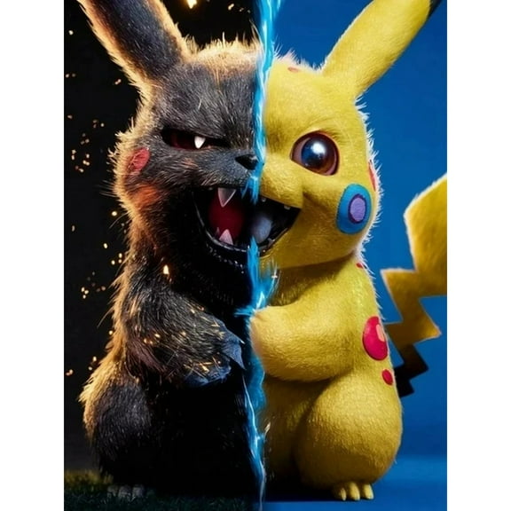 Pikachu Diamond Painting Set (for Adults) 5D DIY Anime Diamond Art Set (for Beginners) Round Full Diamond Diamond Painting Gem Art Crafts (Home Wall Decoration Gift)