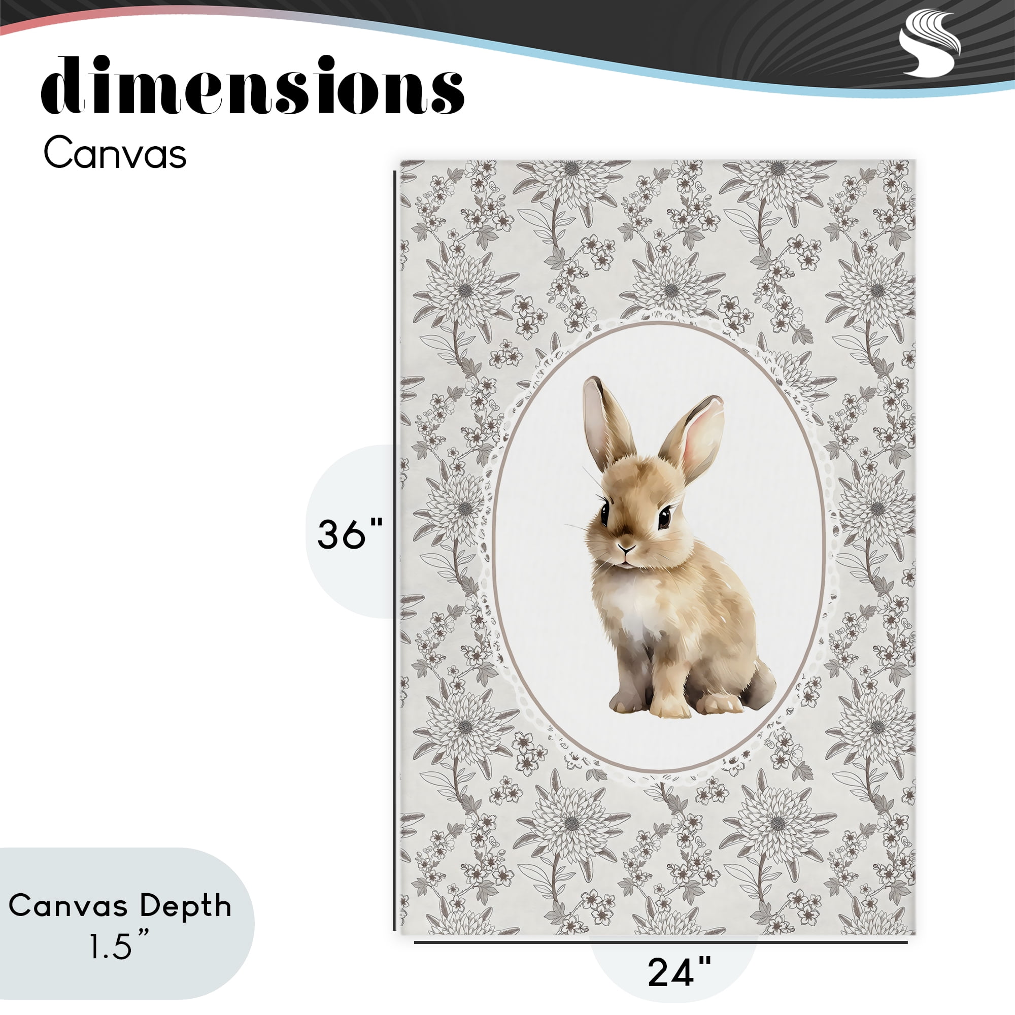 Stupell Industries Mauve Botanical Bunny Canvas Wall Art, design by Ink Drop Loft