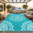 thumbnail image 3 of Findosom 9'x12' Outdoor Rugs Large Patios RV Outdoor Rug Reversible Waterproof Camping Rugs Portable Plastic Straw Outdoor Area Rug for Camping, RV, Balcony, Patio, Picnic,Teal, 3 of 9