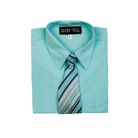 Avery Hill Boys Short Sleeve Dress Shirt With Windsor Tie