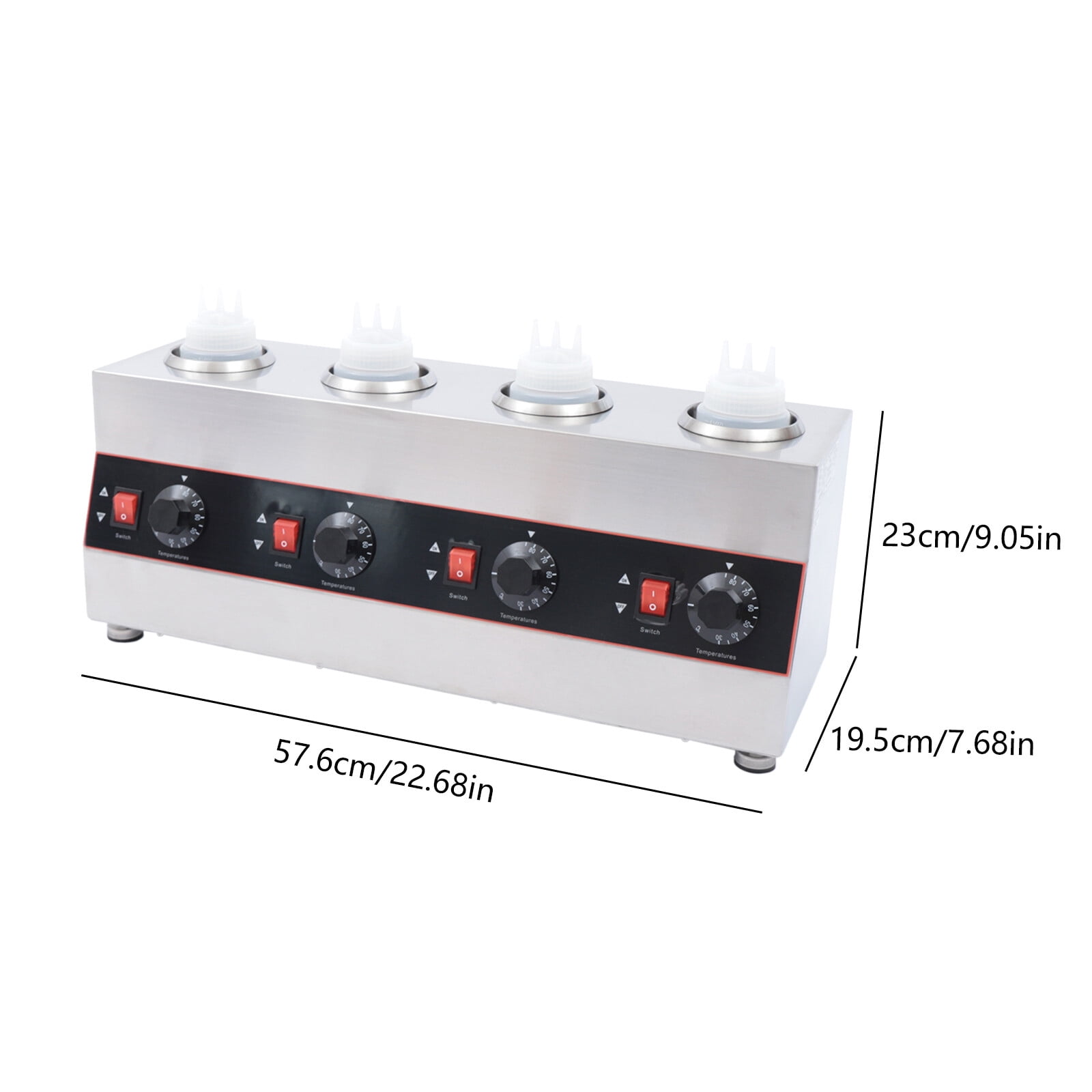 Electric Sauce Warmer, 4-Head Sauce Pump Warmer, 110V, Independent Temperature Control, for Home, Party, Cafe