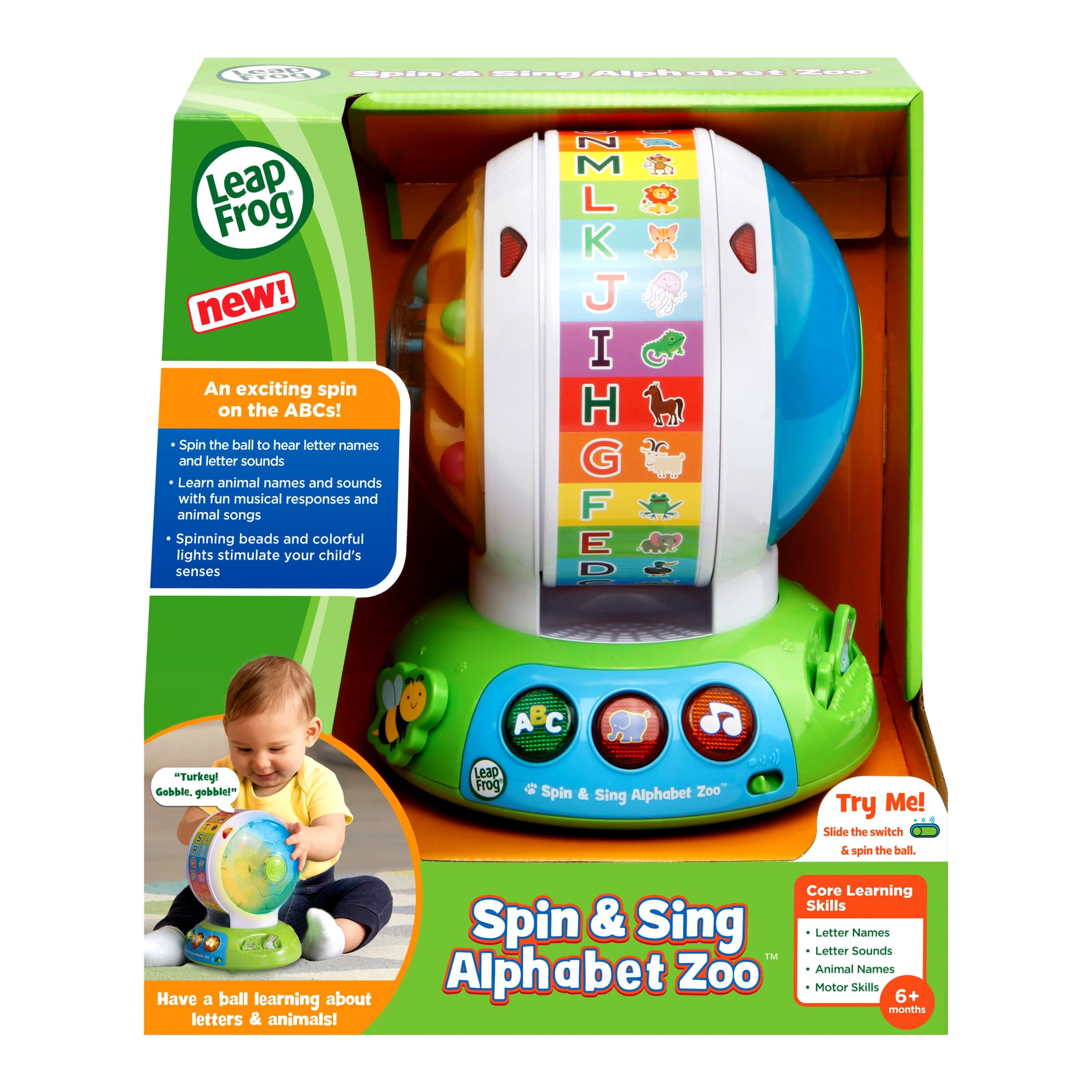 LeapFrog Spin and Sing Alphabet Zoo スピン・アンド・シング・アルファベット・ズー 生後6ヶ月?36ヶ月用 ブルー 2006 LeapFrog Baby Spin \u0026 Sing Alphabet Zoo Ball