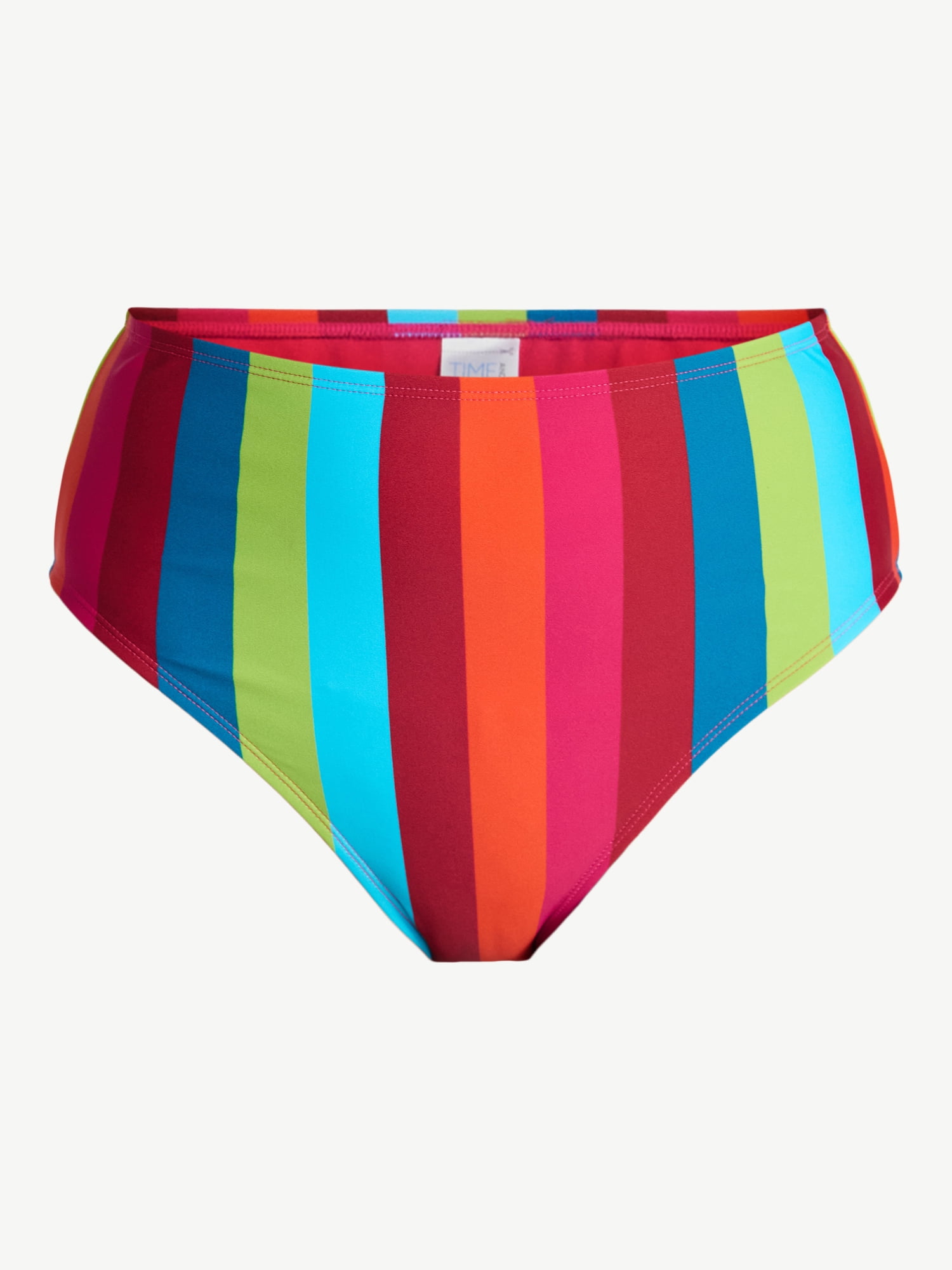 Time and Tru Women's and Women's Plus Size High Waist Geo Print Bikini Bottoms, Sizes XS-3X, Family Swim