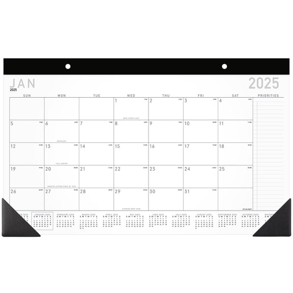 AT-A-GLANCE Contemporary 2025 Monthly Desk Pad Calendar Compact 18 x 11 - Desk