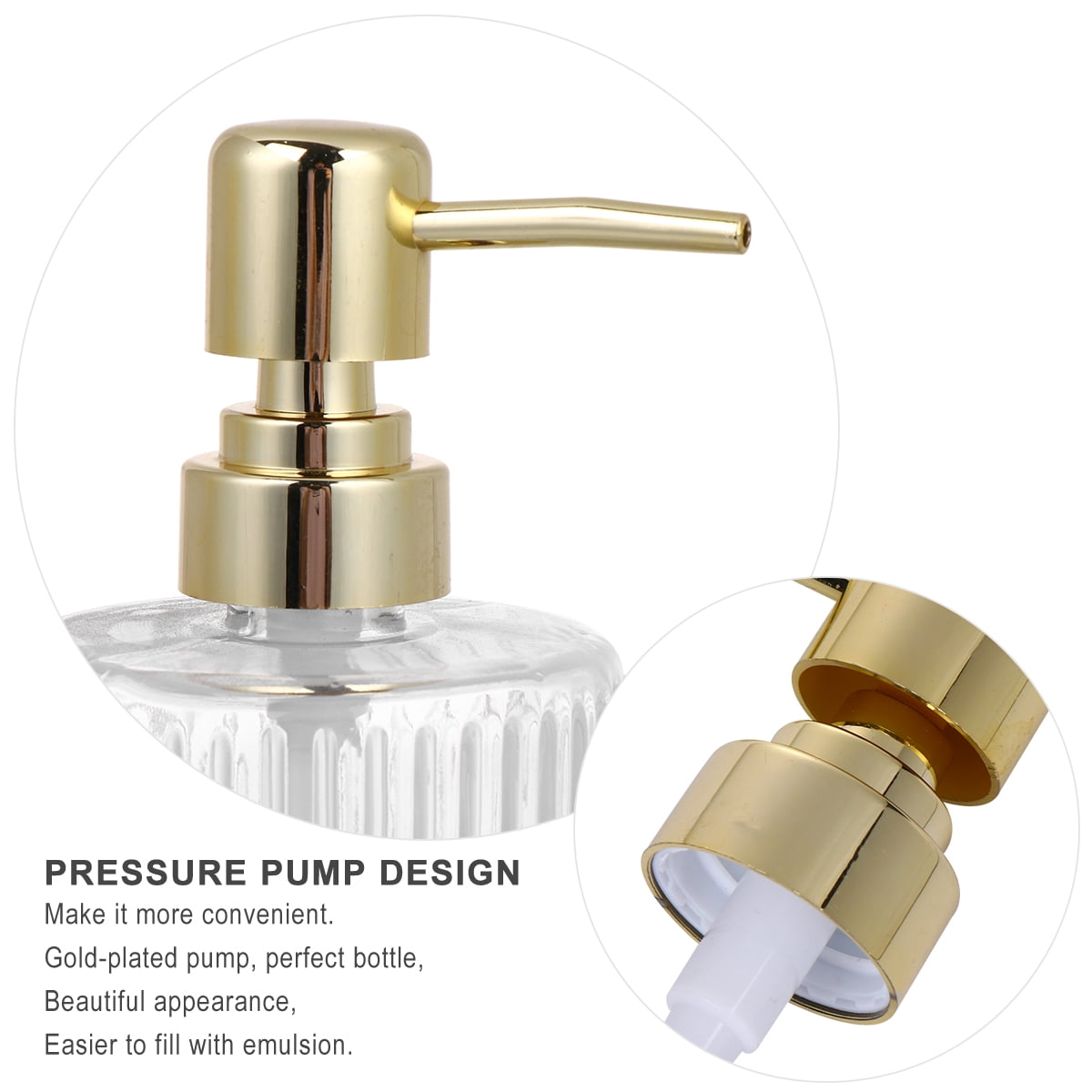 TAILTOSS 1Set Golden Glass Travel Bottle with Press Pump Convenient Cosmetic Storage Container for Home Or Hotel