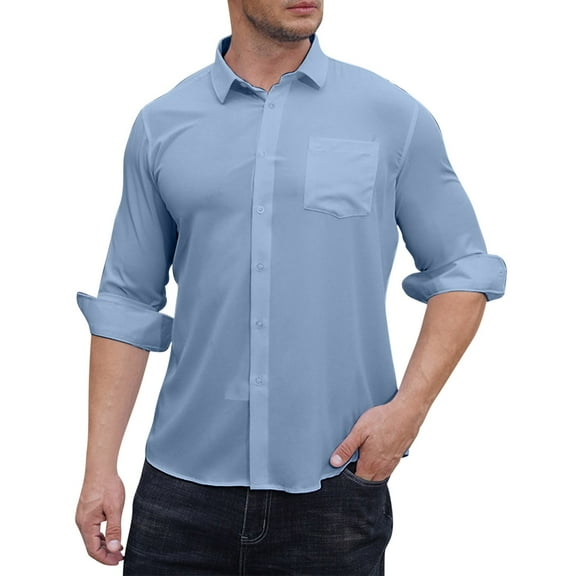 Long Sleeve Shirts for Men, Mens Long Sleeve Dress Shirt Big and Tall Business Dress Shirts Camisas De Vestir para Los Hombres