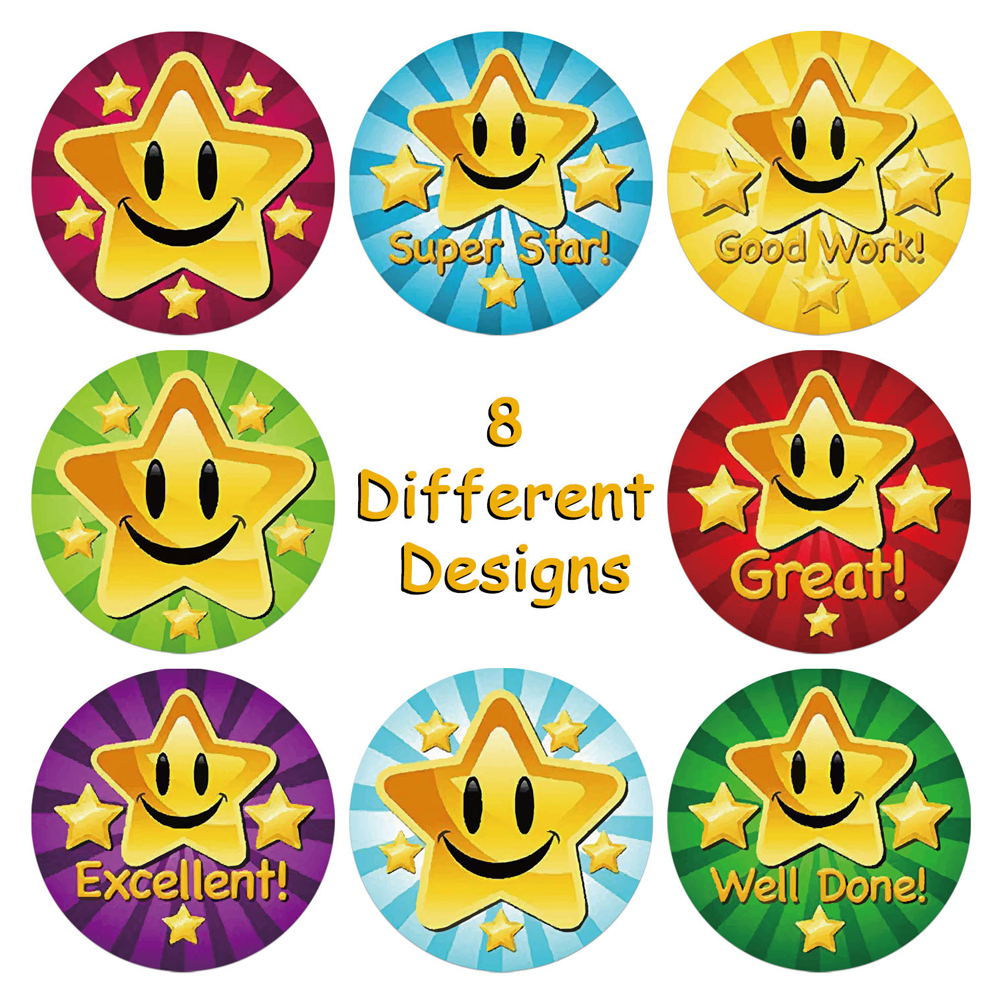 500pcs Star Reward Stickers Roll,Teacher Reward Motivational Sticker ...