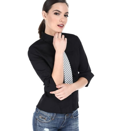 Button Magazine - Salt Tree Women's Fashion Magazine Classic Button Down Shirt With Tie