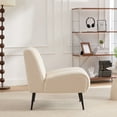 thumbnail image 3 of S-HOME 24.4 Inch Wide Velvet Accent Chair in Beige with Durable Legs for Homes and Reading Rooms Comfort, 3 of 11