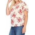 thumbnail image 2 of Women's Plus Size Casual Floral Flowy Short Sleeve Round Neck Key Hole Tee Blouse Top, 2 of 6