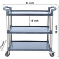 thumbnail image 3 of Huisuilinss Utility Cart,3-Tier Service Cart,Plastic Rolling Cart,Food Cart Push Cart With Lockable Wheels,360 Lbs Capacity For Foodservice Restaurant Cleaning Warehouse Office Home, 3 of 7