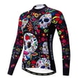 thumbnail image 2 of 2019 Maillot de ciclismo de manga larga para mujer, maillot de ciclismo de carretera, MTB, camisetas de bicicleta de montaña, maillot de carreras, blusa con calaveras, color blanco, 2 of 5