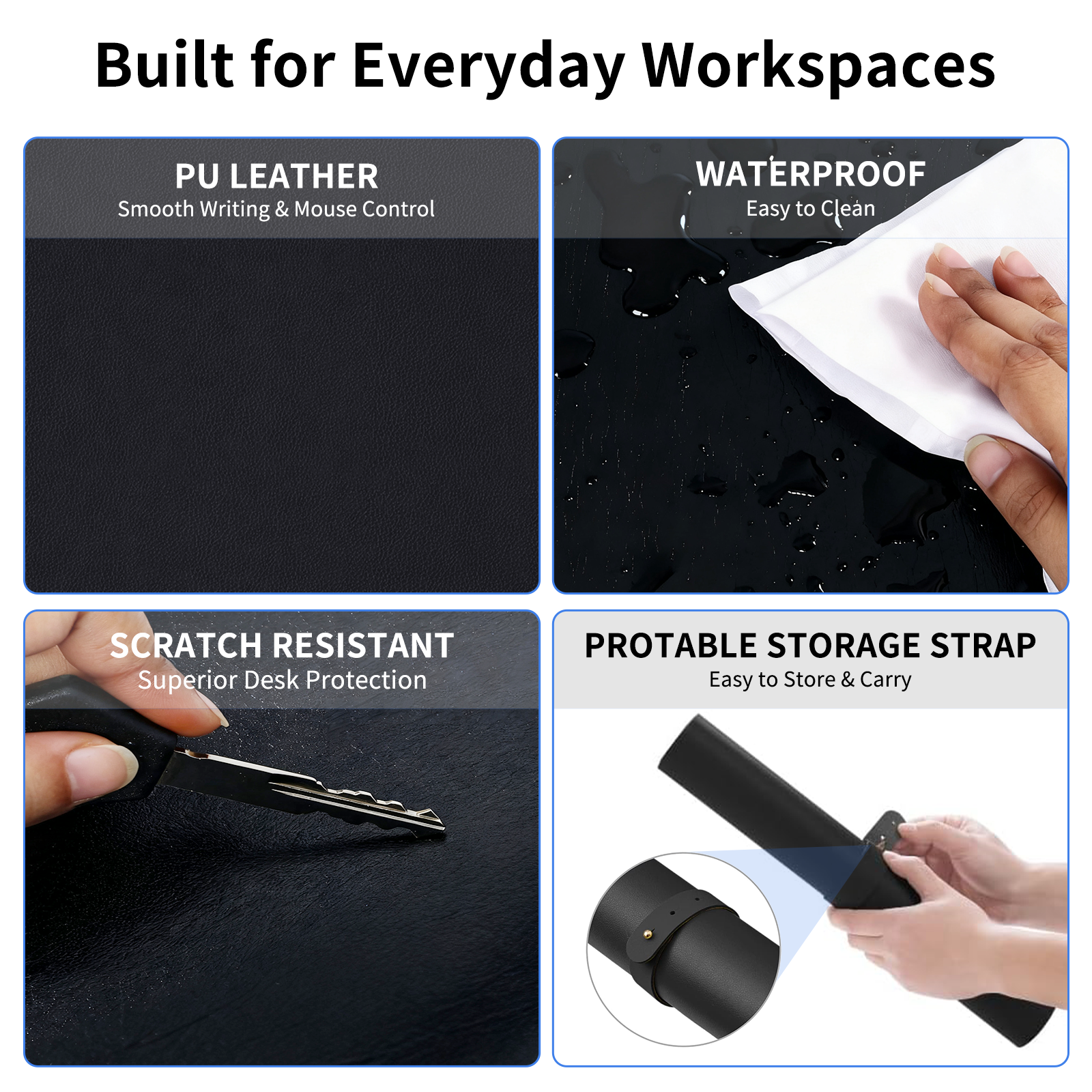 Xueyu 31.5" x 15.7" Black PU Leather Desk Pad photo 3