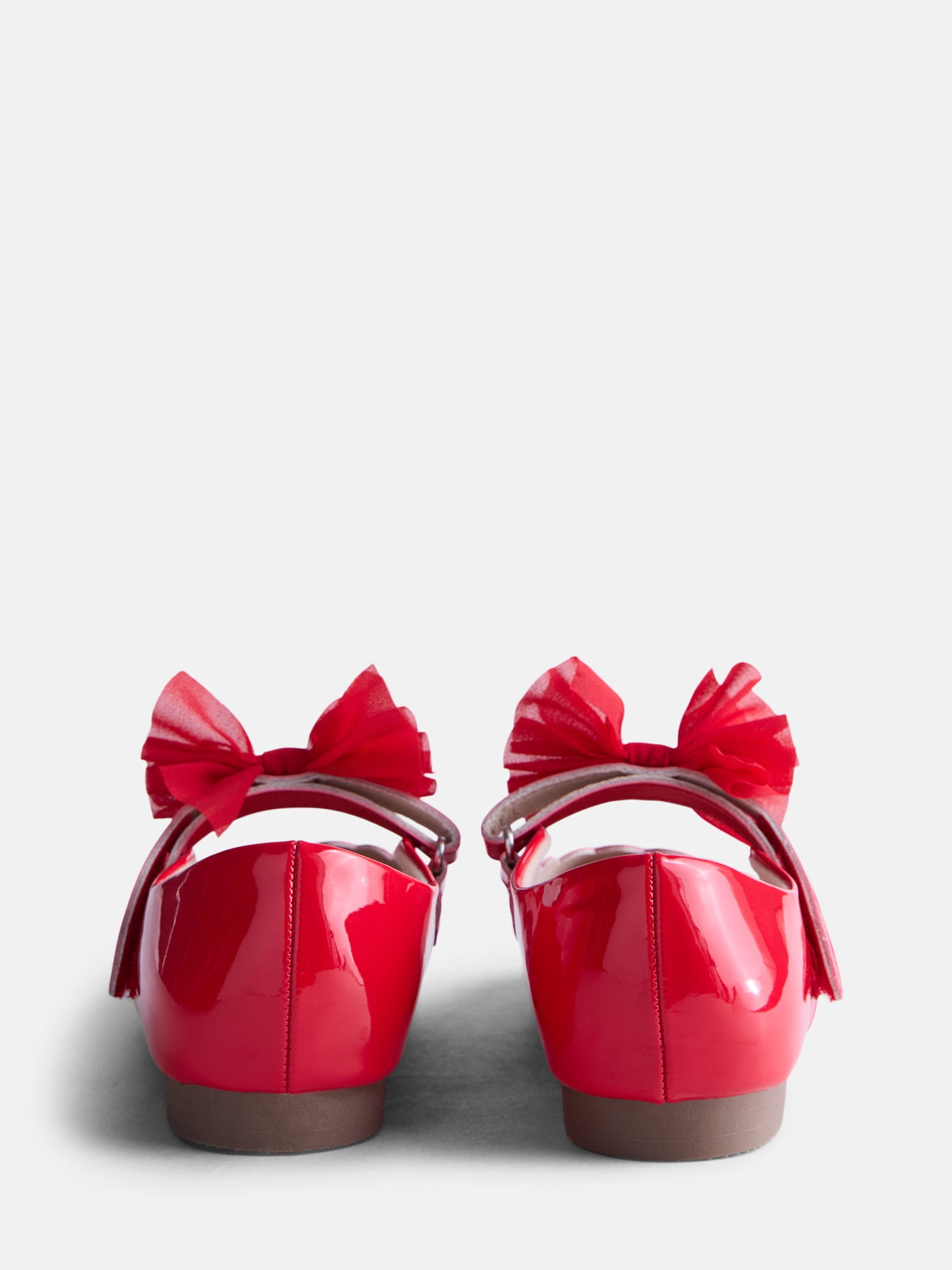 Wonder Nation Little Girls and Big Girls Scallop Ballet Flats with Tulle Bow
