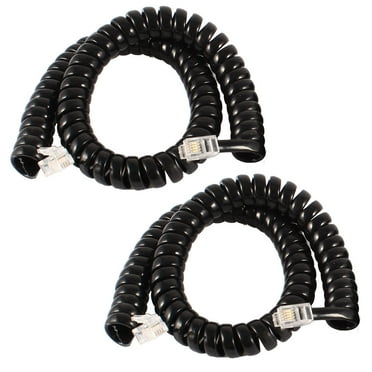 2 Pack Telephone Handset Cord, RJ9 4P4C 6 Feet Coiled Landline Phone Cable