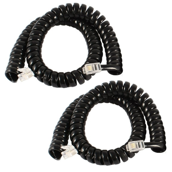 2 Pack Telephone Handset Cord, RJ9 4P4C 1 Feet Flat Length Extended Length 3 Feet Coiled Landline Phone Cable