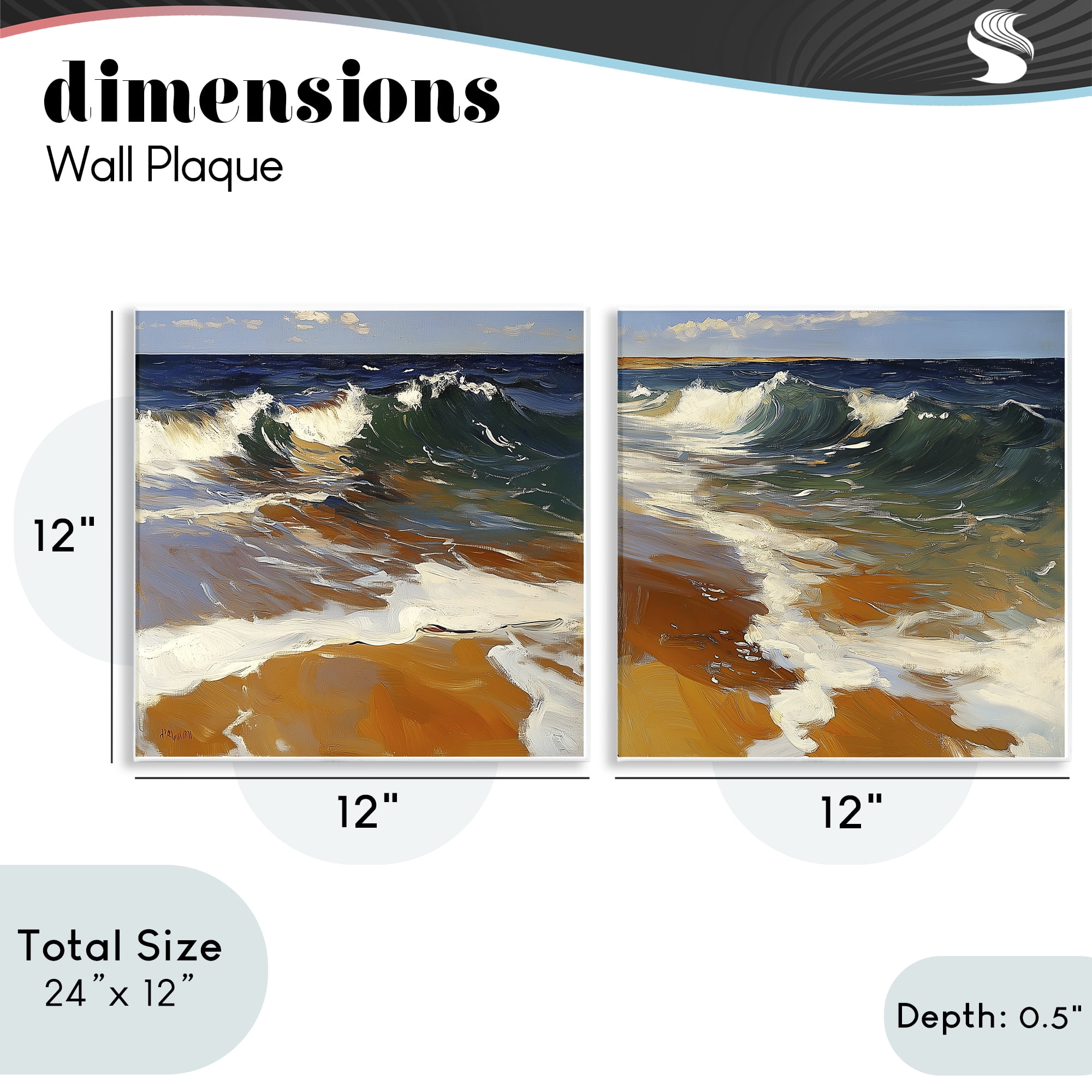 Stupell Industries Glassy Coastal Break 2 Piece Wall Plaque Art Set, design by Walker Noble