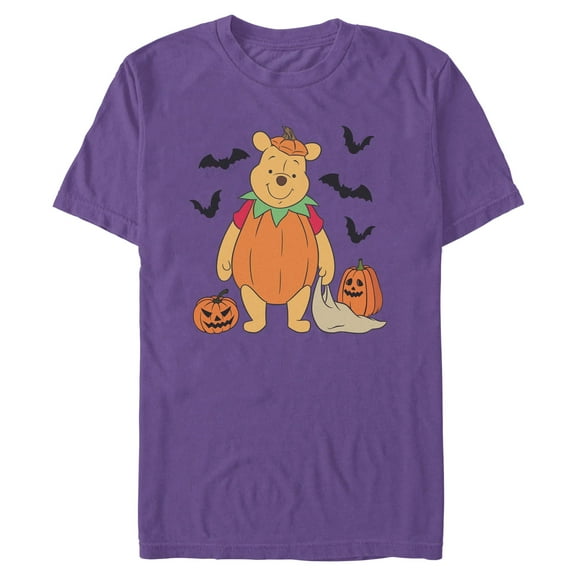 Mens Winnie the Pooh Halloween Bear Pumpkin Costume Bats T Shirt