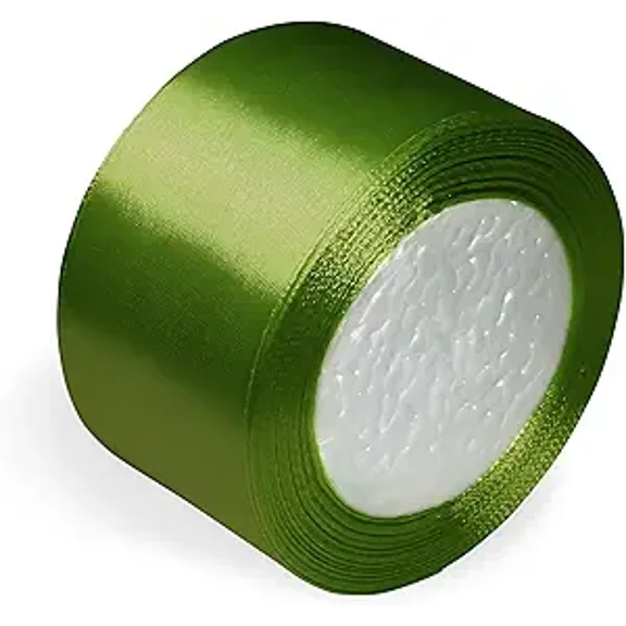 Dark Olive Satin Solid Ribbon - 2" x 25 Yards, Double Face, Perfect for Crafts, Gift Wrapping, Wedding & Holiday Decor