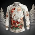 thumbnail image 3 of XDZJLR Mens Christmas Shirts Xmas Santa Printed Button Lapel Long Sleeve Shirt Top Shirts For Men White Xxl, 3 of 3