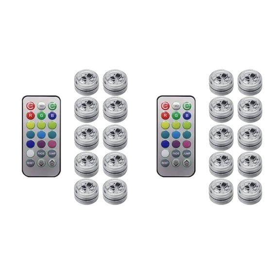 20Pcs Wireless Colorful LED Car Interior Ambient Light Remote Control Battery Operated Vase Pool Pond Lantern Decoration