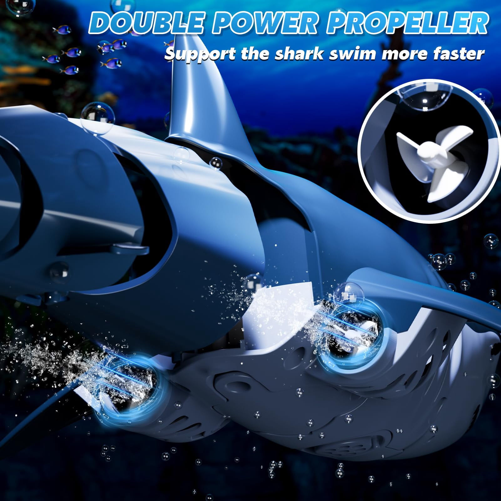 1:18 Scale Remote Control Shark Toy with Water Spray and Light for Pool, 2.4GHz RC Boat Water Toy for Boys Girls Kids