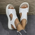 thumbnail image 6 of Summer Sandals for Women with Arch Support Boho Casual Daily Open Toe Slip-On Wedge Thick Heel Sandals Slippers for Women Beach Vacation Holiday Fashion White 6, 6 of 6