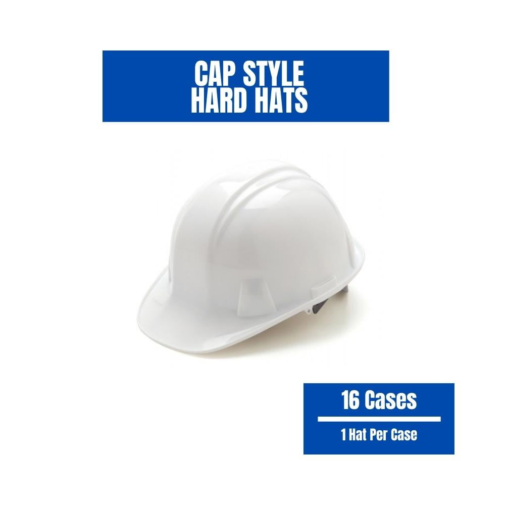SSBM (HDPE) White Ball SL Series Cap Style Hard Hat with 4 Point Ratchet Suspension 16 Each (Nylon Suspension Strap)