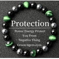 thumbnail image 3 of Pulsera de cristal con piedra de bilis negra y ojo de tigre, pulsera relajante y contra la ansiedad, pulsera elástica, 3 of 7