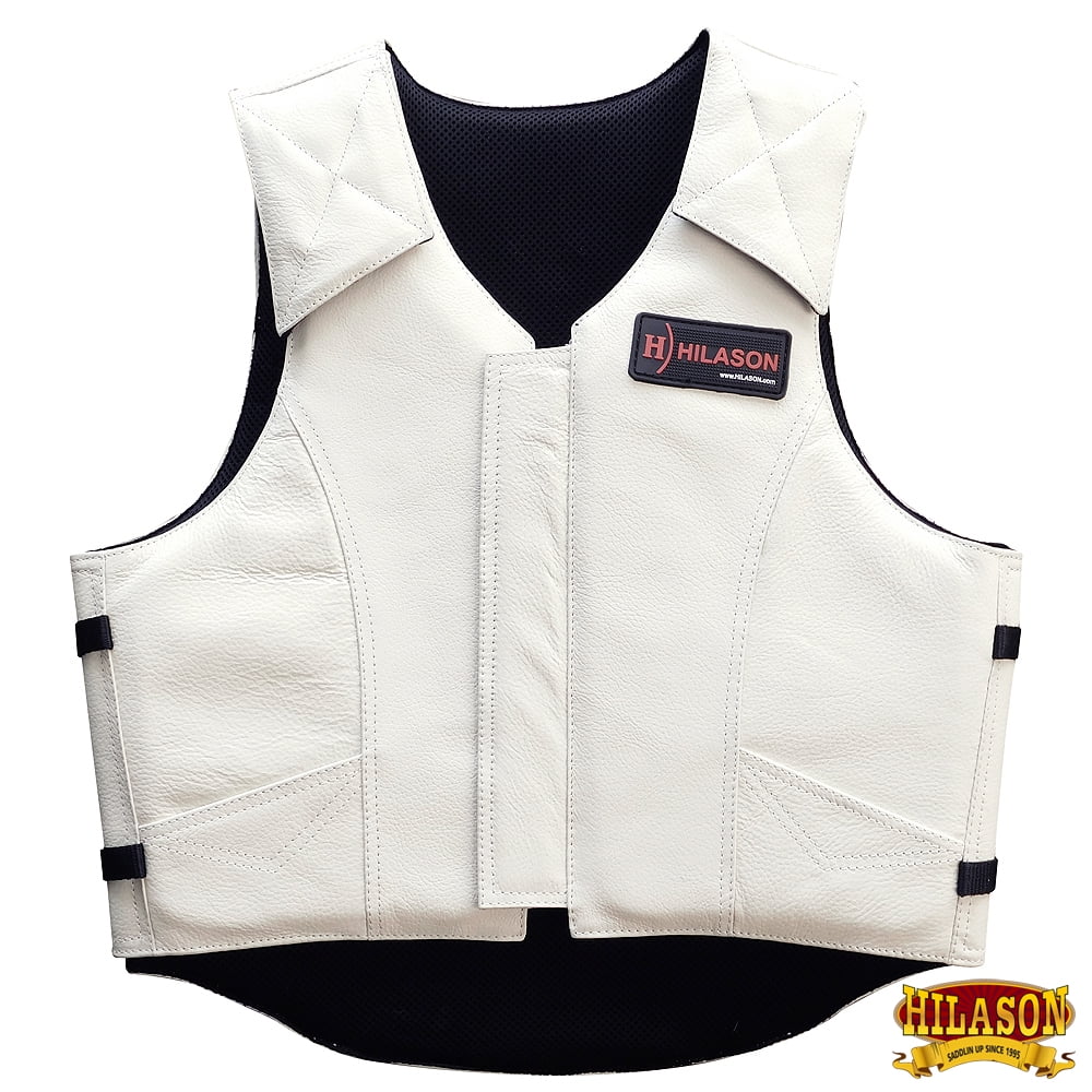med hilason bull riding pro rodeo leather protective vest gear